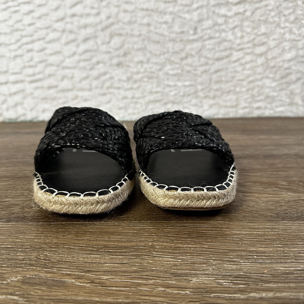 Beach by Matisse Braided Raffia Sandal Black Sz 8 Espadrille Resortwear Slip on - Picture 2 of 6